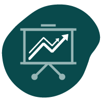 kidney icon with a chart trending up