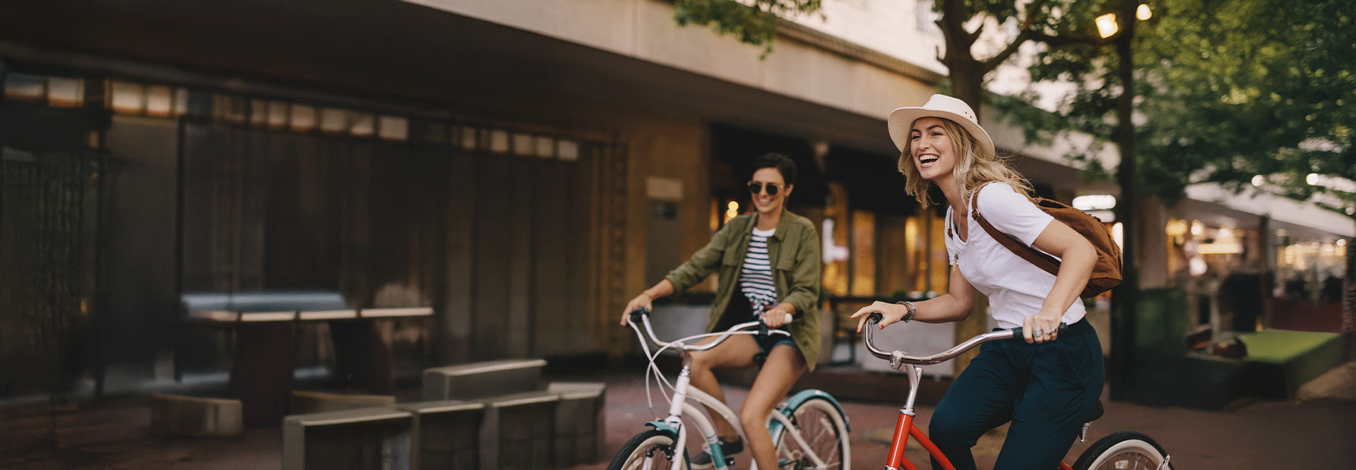 women bike riding
