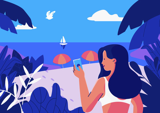 women on the beach cartoom