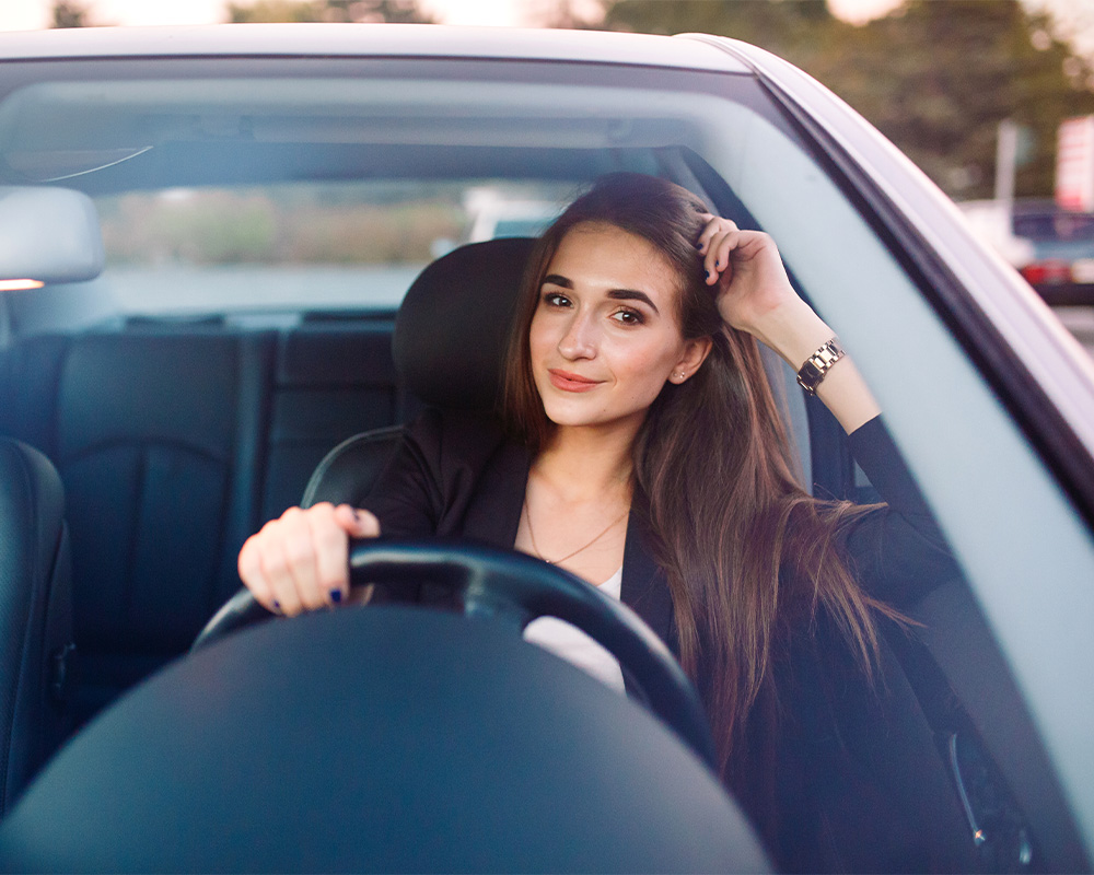 woman in the car
