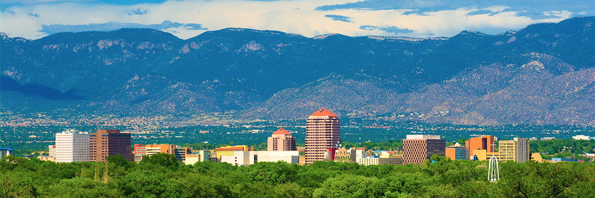 Sandia Area Mountains with Albuquerque cityscape