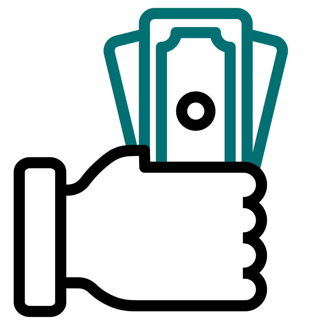 cash in hand icon teal and black