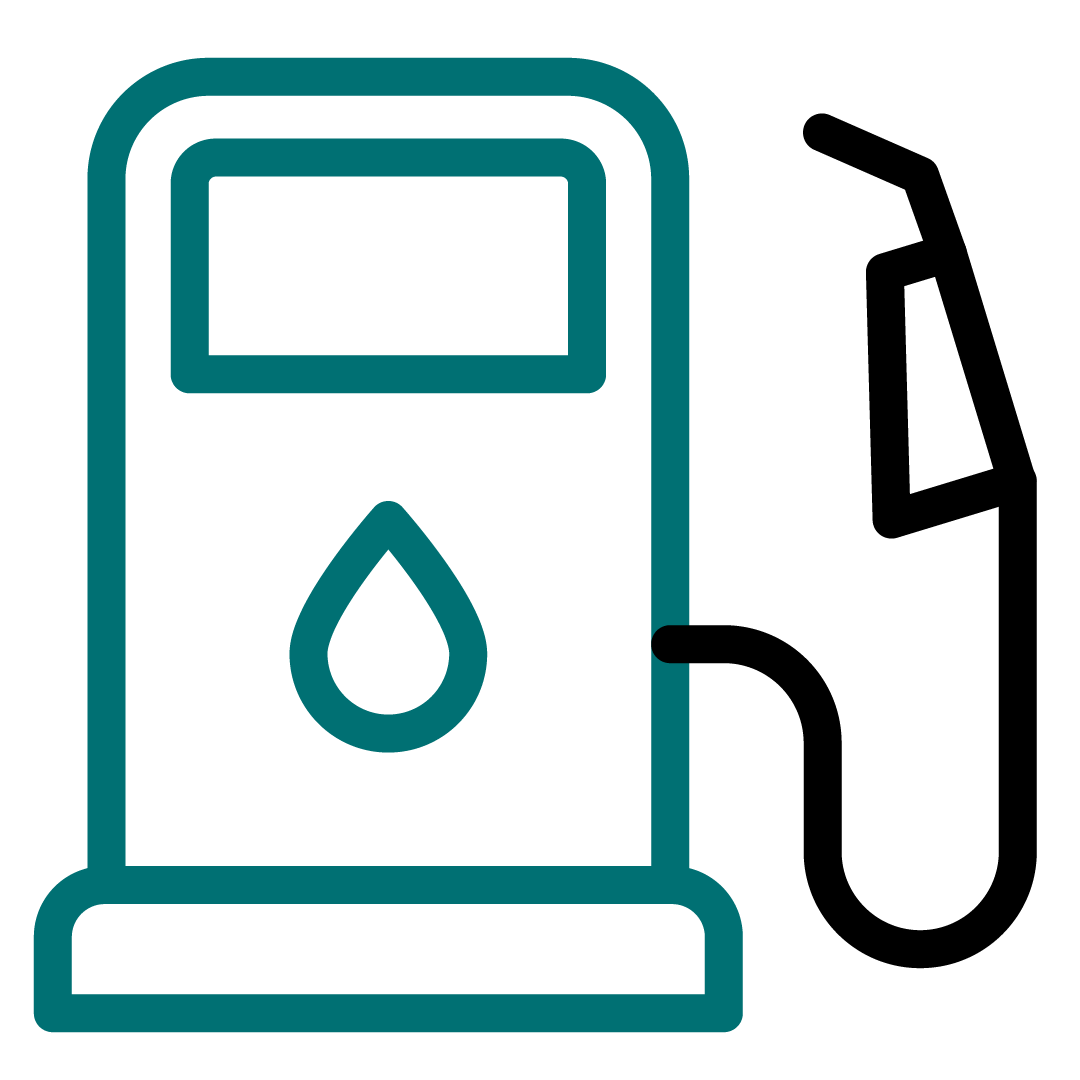 gas pump icon gray and teal