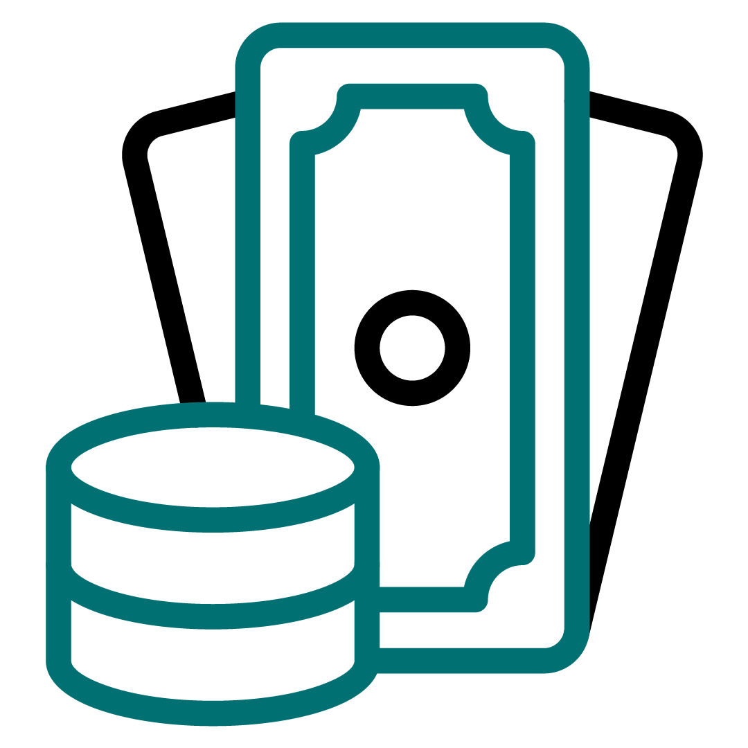 money icon black and teal