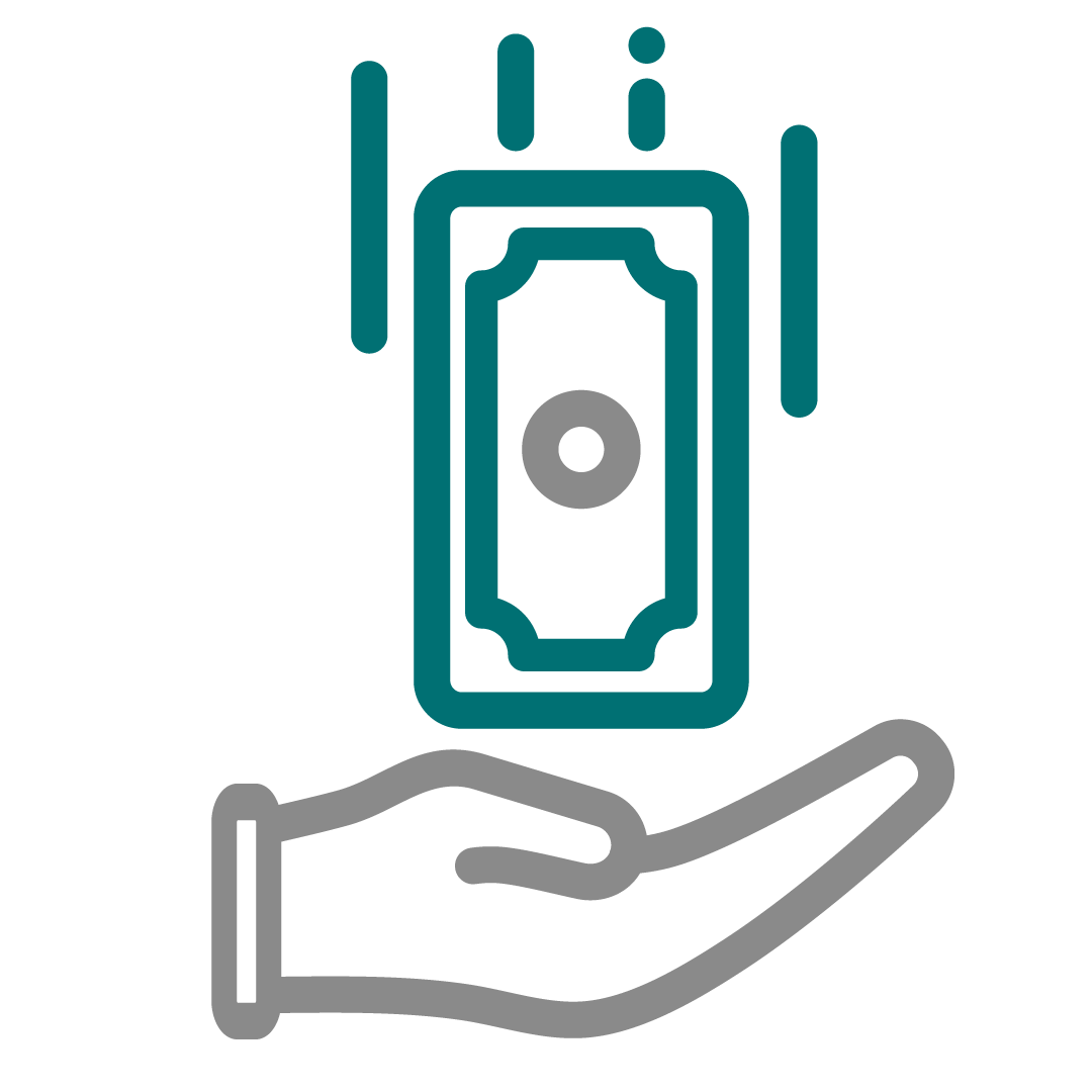 cash in hand icon  gray and teal