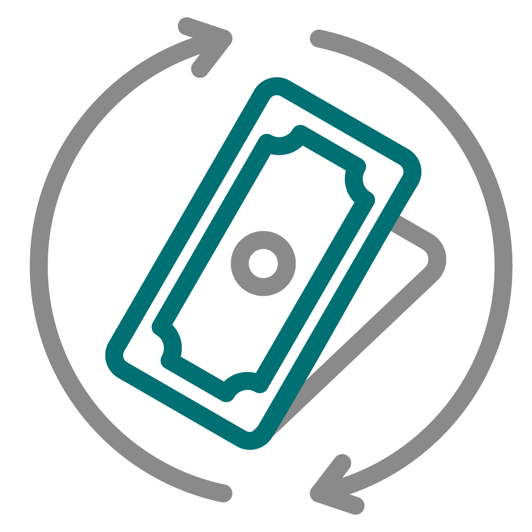 finance money icon gray and teal