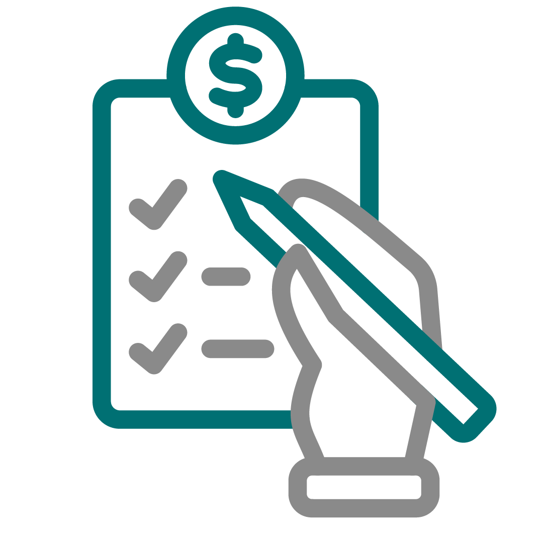 finance icon gray and teal