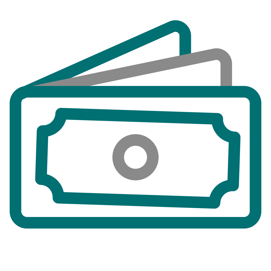 wallet icon gray and teal