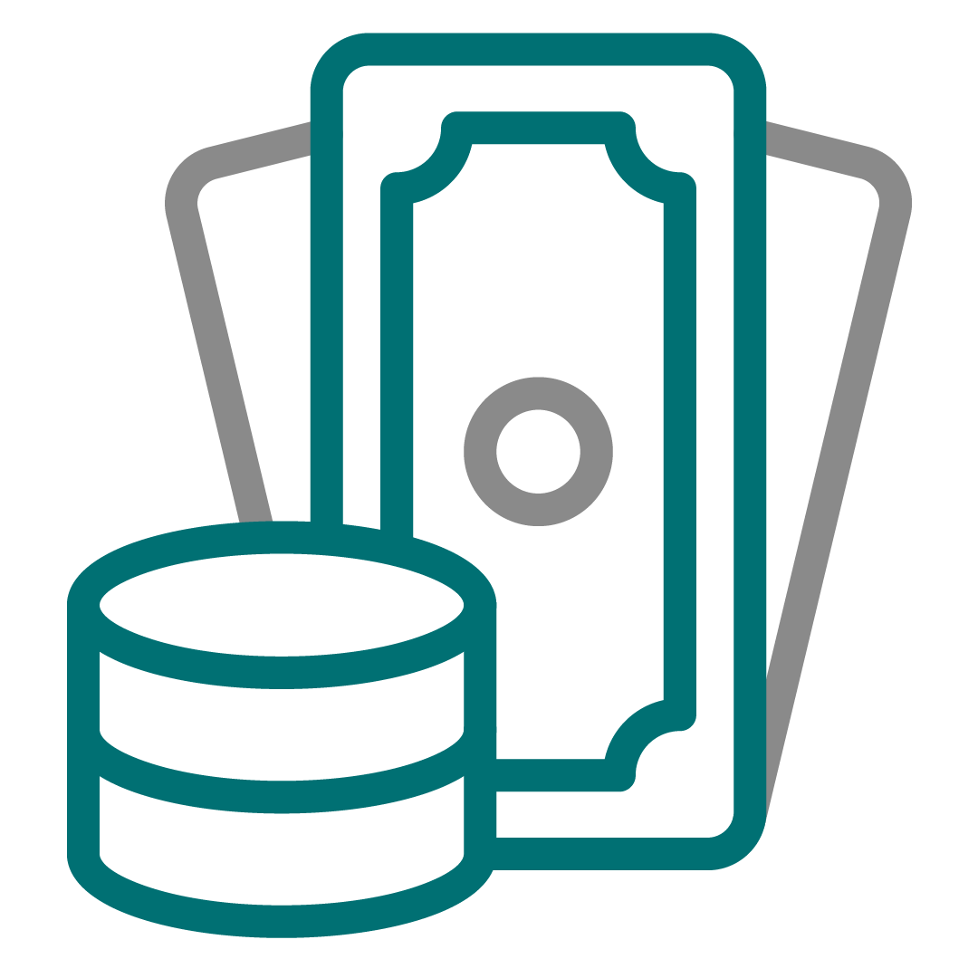 money icon gray and teal