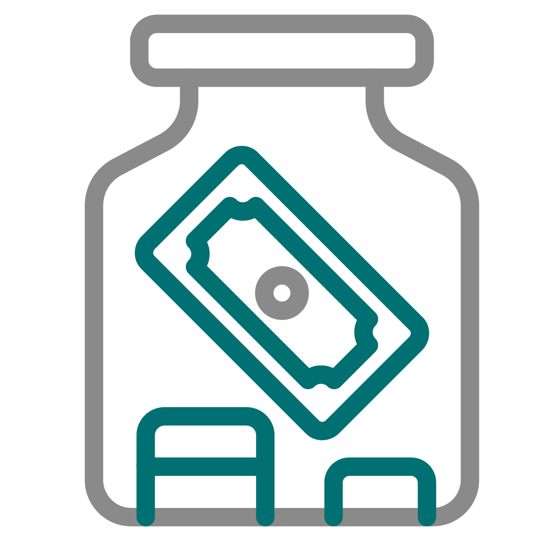 Savings jar icon gray and teal