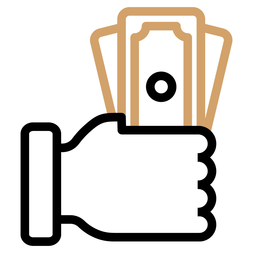 cash in hand icon black and gold