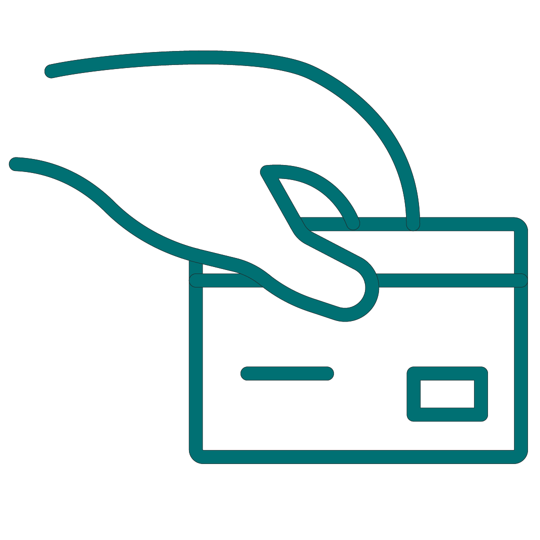 hand holding debit card icon
