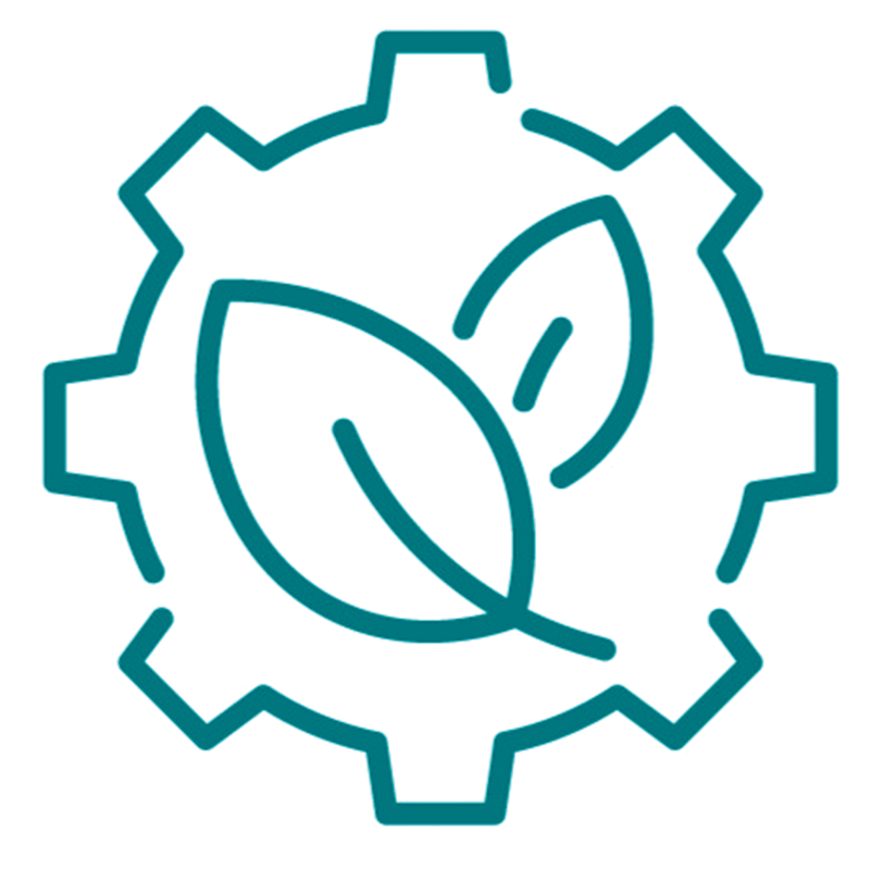 cog wheel and leaf icon